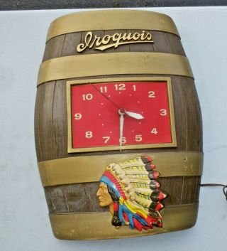 Vintage 1950s Rare Iroquois Beer Barrel Clock Buffalo Ny