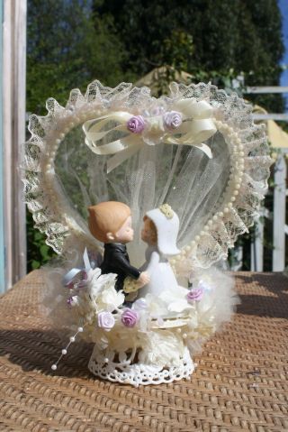 Vintage Wedding Cake Topper Child Bride & Groom Boy & Girl Sweet