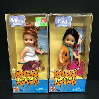 2003 The Flintstones Barbie Dolls Tommy & Kelly As Fred And Wilma Flintstone