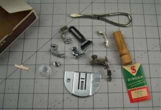 Orginal Box Of Antique Vintage Singer Sewing Machine Parts & Accessories