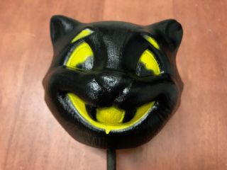 Vintage Halloween Black Cat Blow Mold Wood Stick Parade Wand Rare