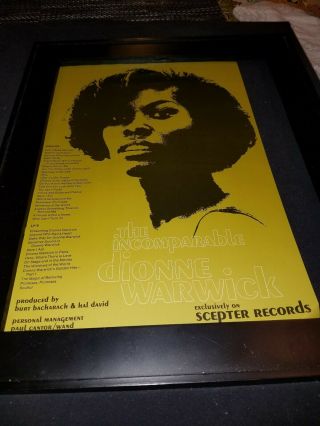 Dionne Warwick Scepter Records Rare Promo Poster Ad Framed