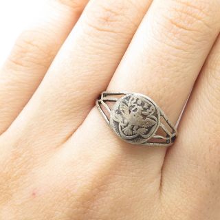 Antique 925 Sterling Silver Girl Scout Openwork Collectible Ring Size 7