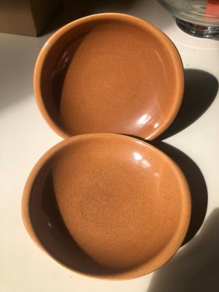 Russel Wright Iroquois Set Of 2 Gumbo Bowls Ripe Apricot Color Rare