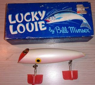 Vintage Lucky Louie Pearl Pink Salmon Plug Lure Bill Minser Old Stock