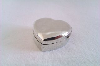 Rare & Solid Silver Victorian Heart Shape Miniature Pill Box 1900