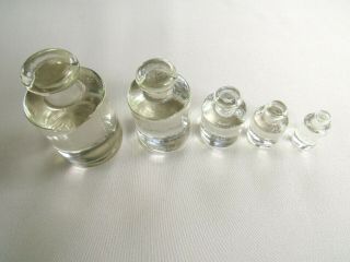 Set Of 5 Balance Scale Weights Clear Glass Metric 1 Kg To 50g - 3 Are Chipped