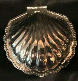 Vintage Leonard Silver - Plated Clam Shell Butter/Caviar Dish w/Glass Insert 2