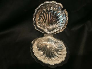 Vintage Leonard Silver - Plated Clam Shell Butter/Caviar Dish w/Glass Insert 3