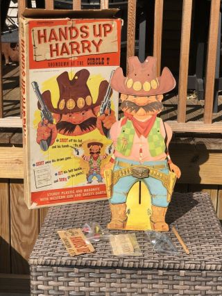 1965 Transogram Hands Up Harry Target Shooting Game Toy Box Rare Cowboy