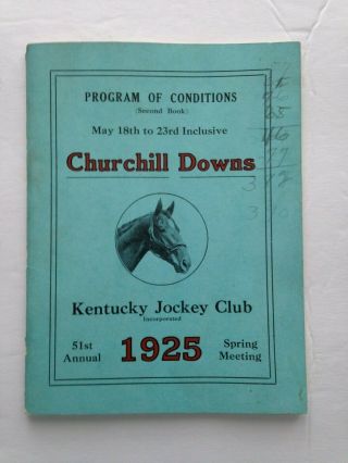 Rare Vtg 1925 Churchill Downs Kentucky Jockey Club Book Horse Racing