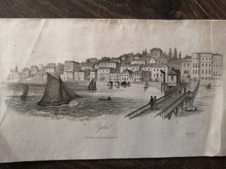 Ryde,  Isle Of Wight - Antique Engraving,  19th Century