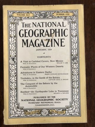 National Geographic January 1924,  A Visit To Carlsbad Cavern,  Mexico.