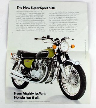 Vintage 1971 Honda CB 500 Four Sales Brochure Poster Literature EXC 2