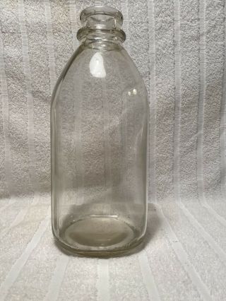 Antique Vintage Half Gallon Clear Glass Milk Bottle Jug Liquid 10.  5” Tall.