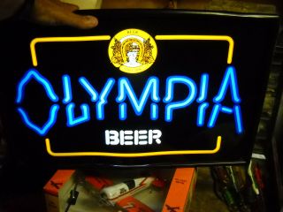 Rare Olympia Beer Light Up Plastic Sign 14x22 Inch