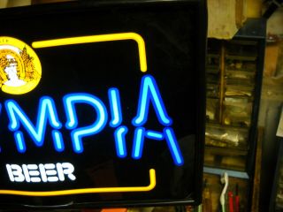 RARE OLYMPIA BEER LIGHT UP PLASTIC SIGN 14X22 INCH 3