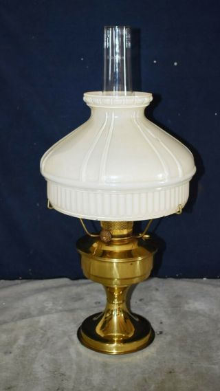 Rare Vintage Aladdin Model 23 Brass Oil Lamp W/glass Shade & Aladdin Chimney