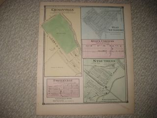 Antique 1874 Youngstown Township Struthers Mahoning County Ohio Map Horse Track