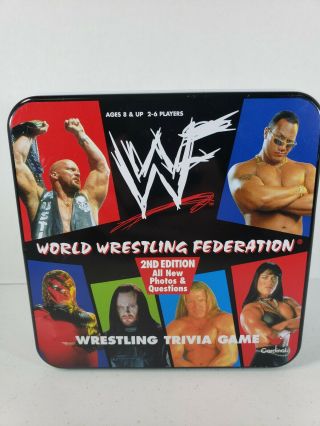 1999 Wwf Wrestling Trivia Game Tin Rare 2nd Ed Wwe The Rock Austin Undertaker