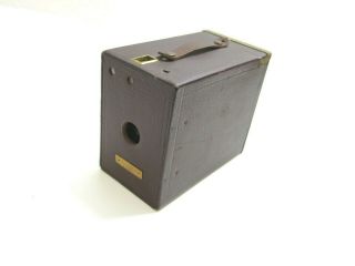 Antique / Vintage Ansco No 2a Box Camera In Maroon And Brass Trim Hard To Find