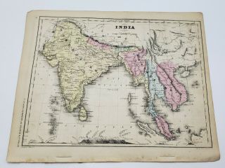 India Hindoostan Hand Colored Map Mcnally 