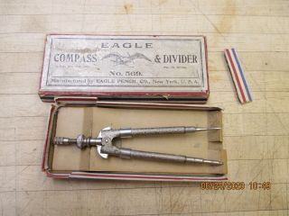 Antique Vintage Eagle Compass / Dividers Complete - Fancy
