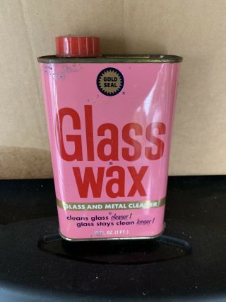 Glass Wax 1 Pint Metal Tin Can Glass & Metal Cleaner Pink Graphics Garage Empty
