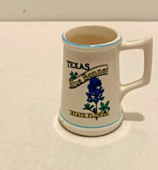 Texas Blue Bonnet State Flower Antique Stein Shot Glass Ceramic