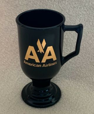 Vintage American Airlines Executive Black & Gold Pedestal Coffee Cup Mug - Rare