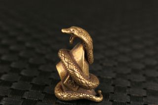 Cool Chinese Rare Bronze Hand Carved Fortune Snake Statue Figure