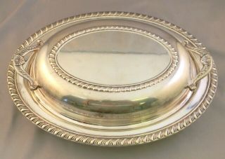 Antique English Silverplate Double Handle Lidded Serving Dish