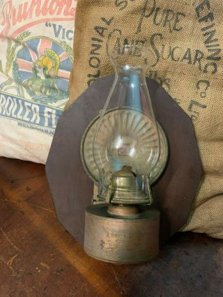 Antique Wall Mount Brass Oil Lamp Rare P&a Dorseton.  Thomaston Usa