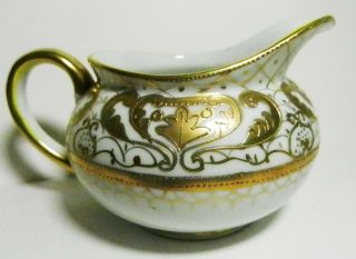Nippon Hand Painted Beaded Gold Encrusted Moriage Creamer - Antique