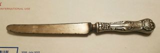 Antique 1893 Repousse Sterling Silver Handle Dinner Knife W/ Steel Blade 9 "