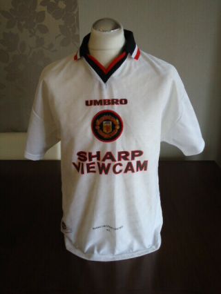 Manchester United 1996 Umbro White Away Shirt Medium Adult Rare Man Utd