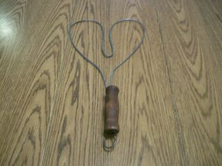 Antique Primitve Rug Beater Metal With Wooden Handle Heart Wall Hanging Decor