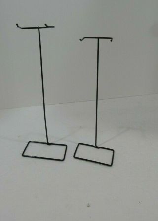 Vintage 1960s Barbie And Ken Doll Stands 8 1/2 " And 9 " Black Wire