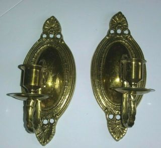 2 Vintage Antique Victorian Style Brass Wall Mount Candle Holder Sconces