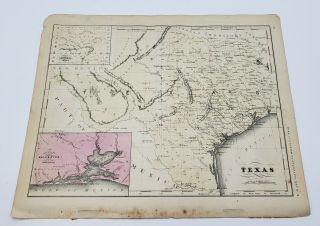 Texas Galveston Hand Colored Map Mcnally 