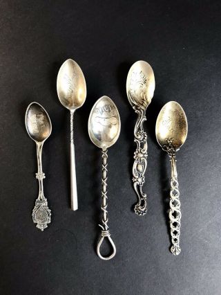 5 Vintage Sterling Silver Collector Spoons 43 Grams
