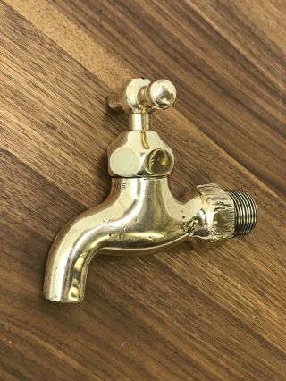 Antique Vtg Solid Brass Crane Faucet Spigot Outdoor ? Plumbing Water Pitcher Tap