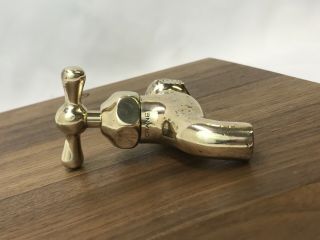 Antique Vtg Solid Brass Crane Faucet Spigot Outdoor ? Plumbing Water Pitcher Tap 2