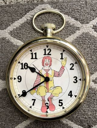 Rare Vintage Ronald Mcdonald Wall Clock Elgin Quartz Mcdonald 
