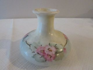 Mini Antique Porcelain Moriage Vase - Hand Painted Nippon W/ Cherry Blossoms