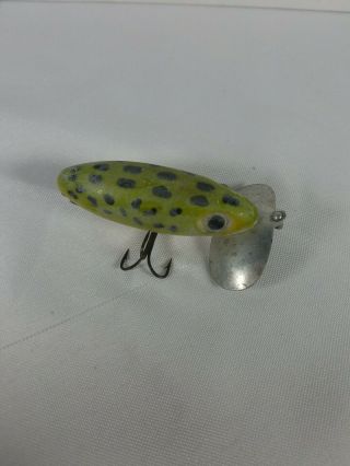 Vintage Fred Arbogast Jitterbug Green With Spots Fishing Lure Old