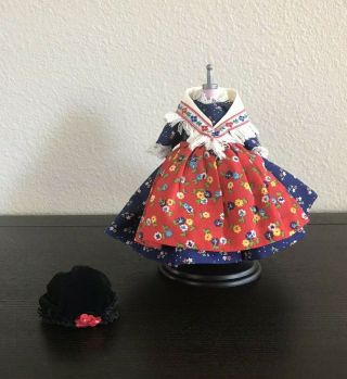 Vintage Madame Alexander " Germany " Clothes Dress,  Apron & Hat For A 7 - 8 " Doll