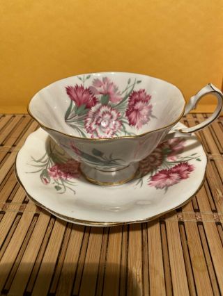 Queen Anne Bone China Cup And Saucer With Pink Flowers Made In England