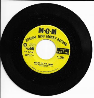Hank Williams Rare Disc Jockey / Promo 45 Mgm " Ready To Go Home "