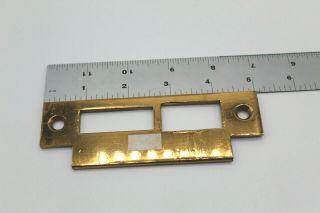 Vtg Antique Brass Entry Door Mortise Strike Plate Double Hardware